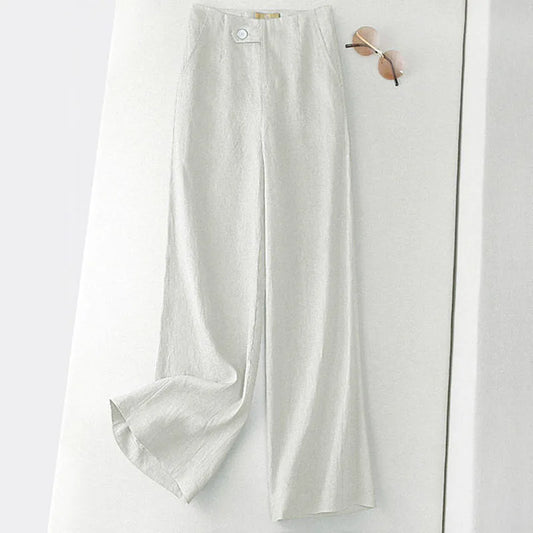 Pantalon ample en lin coupe droite - Boutique ÉclatsChic