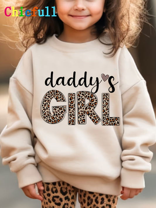 Sweat-shirt imprimé léopard Daddy's Girl - Boutique ÉclatsChic