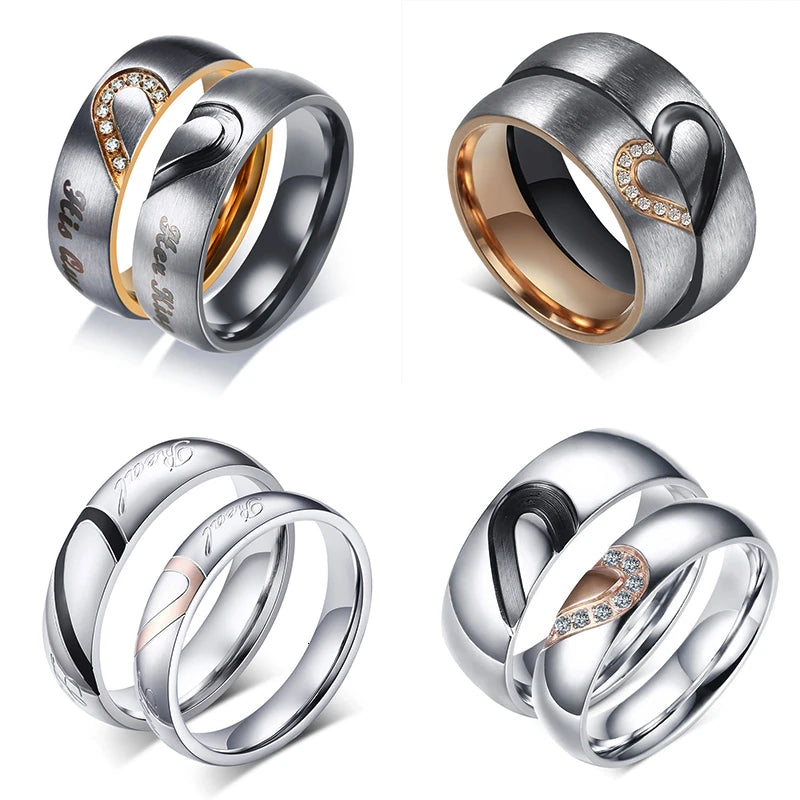 Bague pour couples Vnox en acier inoxydable - Boutique ÉclatsChic