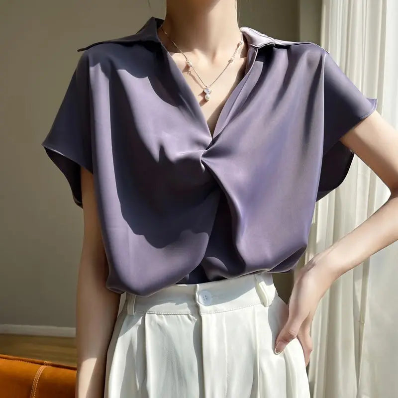 Chemisier ample en satin de soie - Boutique ÉclatsChic