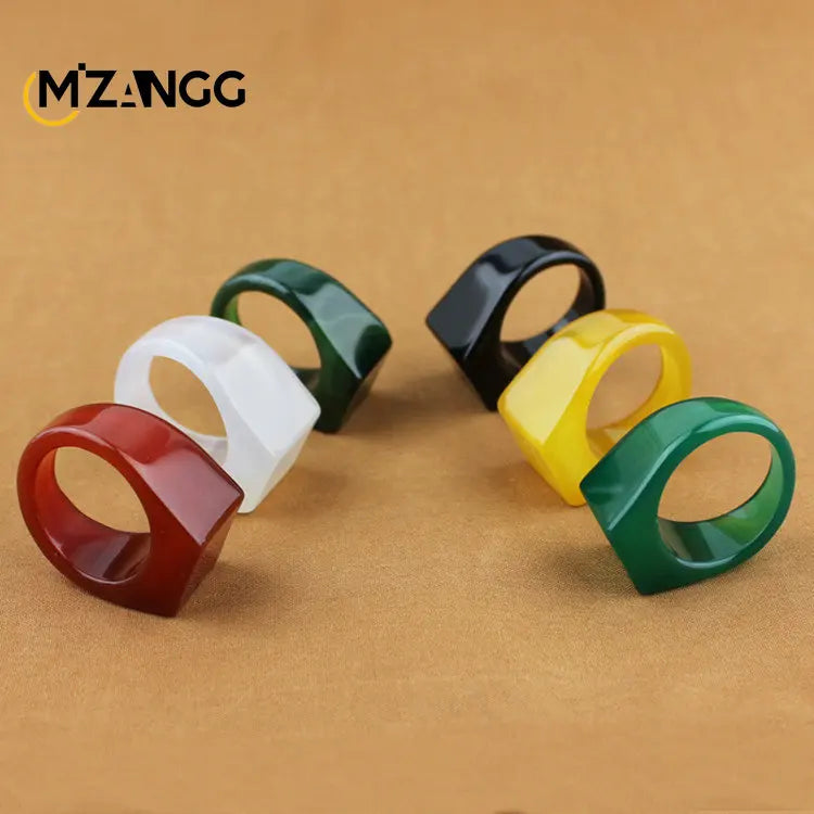 Bague agate naturelle et calcédoine unisexe - Boutique ÉclatsChic