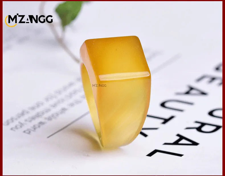 Bague agate naturelle et calcédoine unisexe - Boutique ÉclatsChic