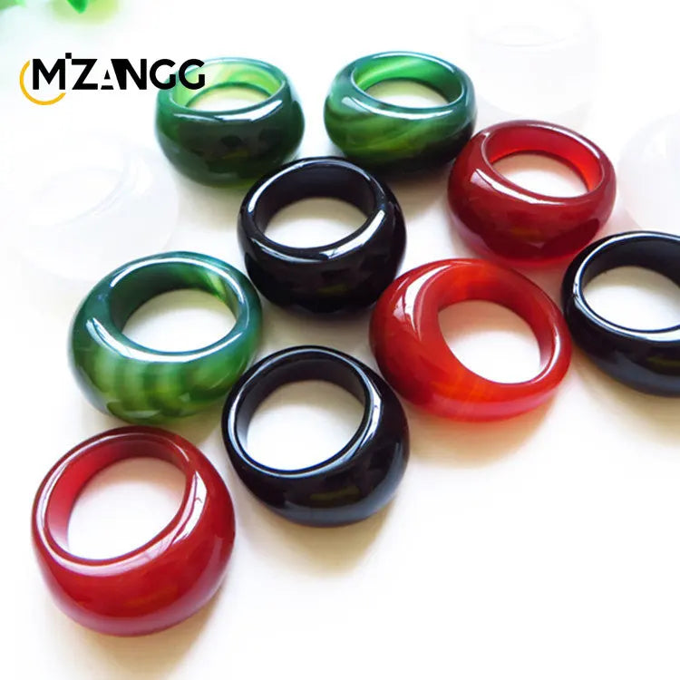 Bague agate naturelle et calcédoine unisexe - Boutique ÉclatsChic