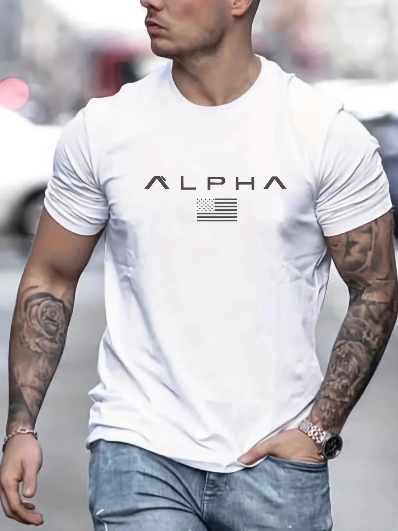 T-shirt Alpha 100 % coton décontracté - Boutique ÉclatsChic