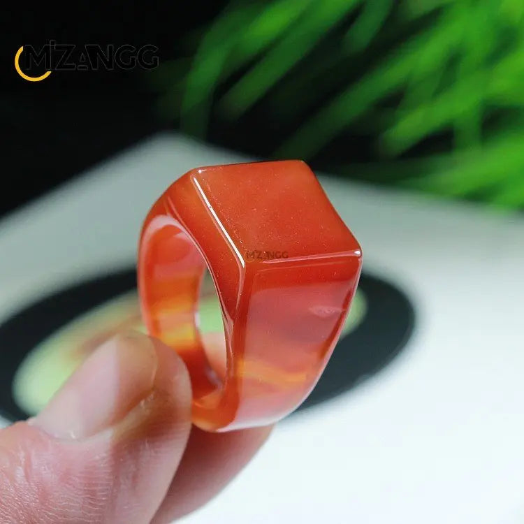 Bague agate naturelle et calcédoine unisexe - Boutique ÉclatsChic