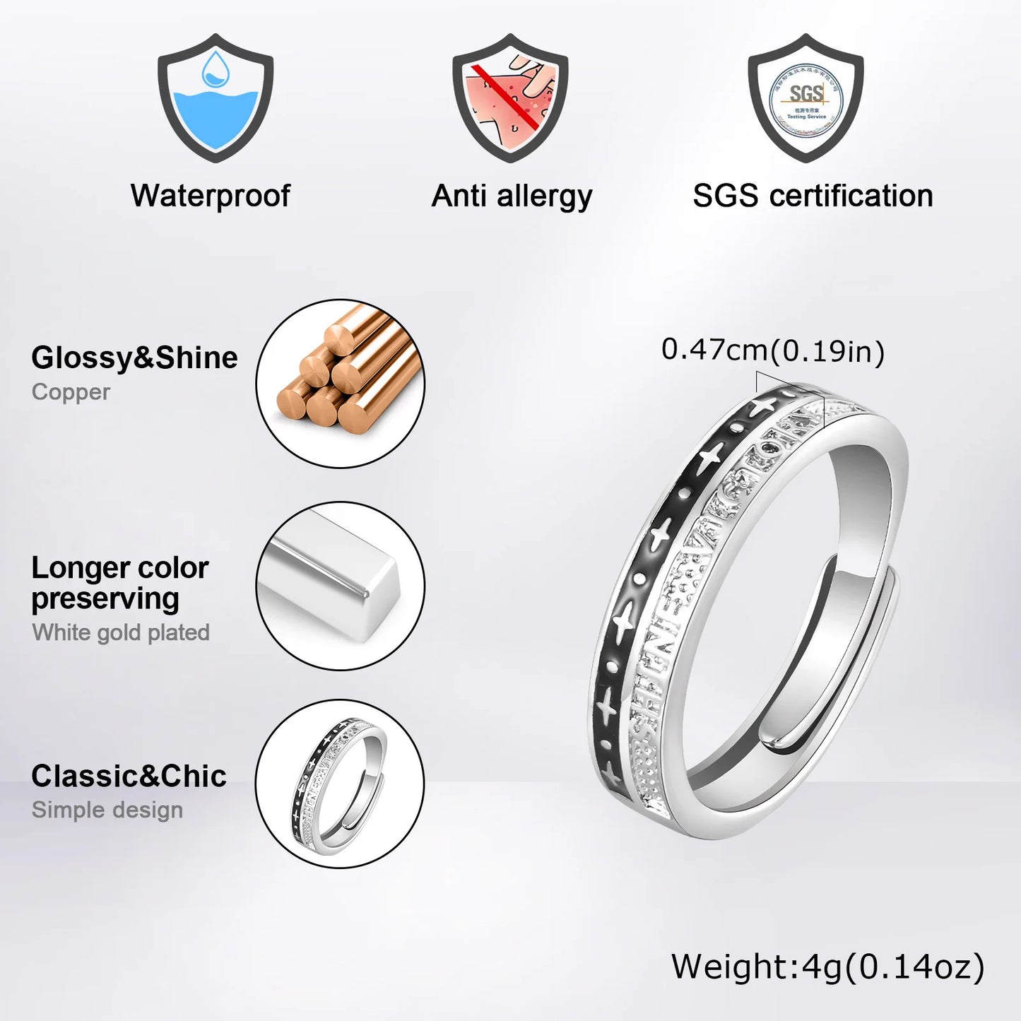 Bague en métal de cuivre VNOX - Boutique ÉclatsChic